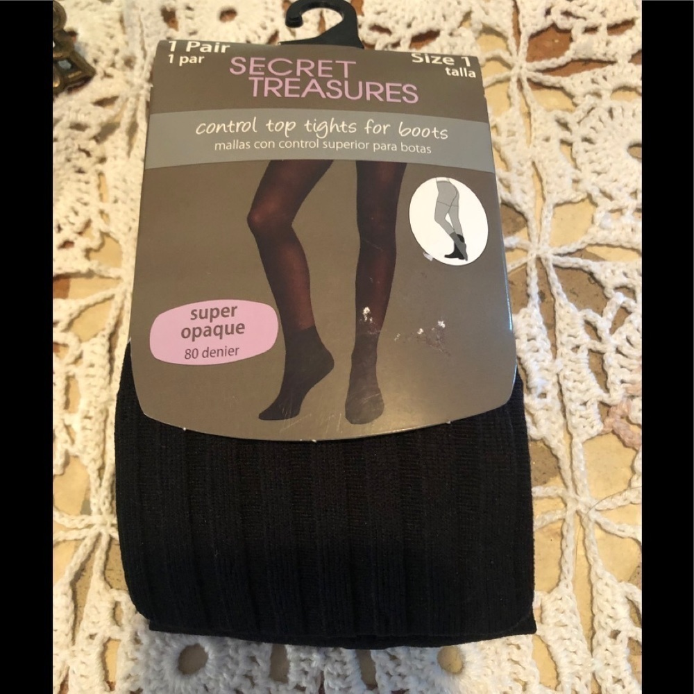 Secret Treasures Control Top Tights For Boots Size 1/S Black Fall Fashion